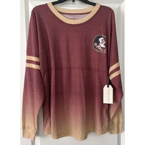 FSU Florida State Seminole Boxercraft Ladies S Jersey Ombré Dip Garnet Gold Tags